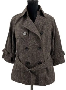 Michael Michael Kors kurze Peacoat-Jacke mit Schlangenmuster und Gürtel 3/4 Ärmel Größe M - Bild 1 von 8