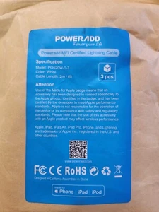 PowerAdd Lighting Cable For iPhone - 6ft - 3 Pack - Picture 1 of 7