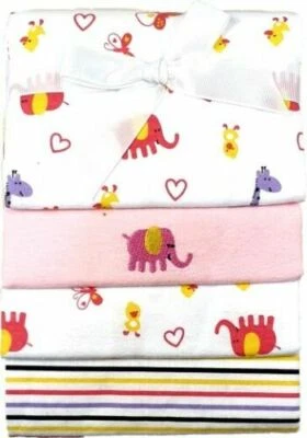 MARKENLOS Moltontücher Spucktücher Safari Elefant rosa 4 Stück im Set aus Flanell