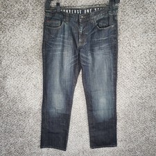 Converse Mens 32x30 Greenwich Straight Leg Jeans Denim Blue 5 Pocket Zip