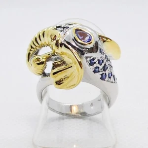Tansanit Saphir Ring ELEFANT 925 Silber 585 Bicolor vergoldet 17,5 mm 55 - Bild 1 von 7