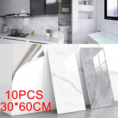 10Pcs Bathroom Kitchen Wall Panels PVC Cladding Shower Waterproof Tile Sticker - Image 1 of 4