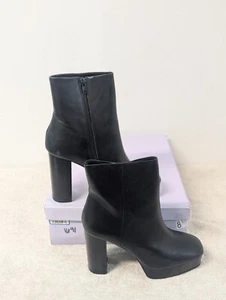 Size 8.5 Women's Madden Girl Autum Black Pari Platform Heeled Zip Up Boots - Picture 1 of 9