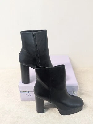 Botas femininas tamanho 8.5 Madden Girl outono preto plataforma Pari salto médio com zíper - Imagem 1 de 4
