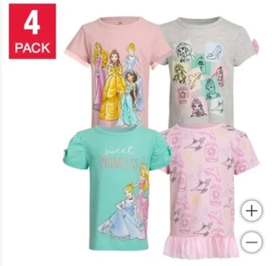 Disney Princess Or Minnie Mouse Girl’s 4 Pack Tee Set - Picture 1 of 12