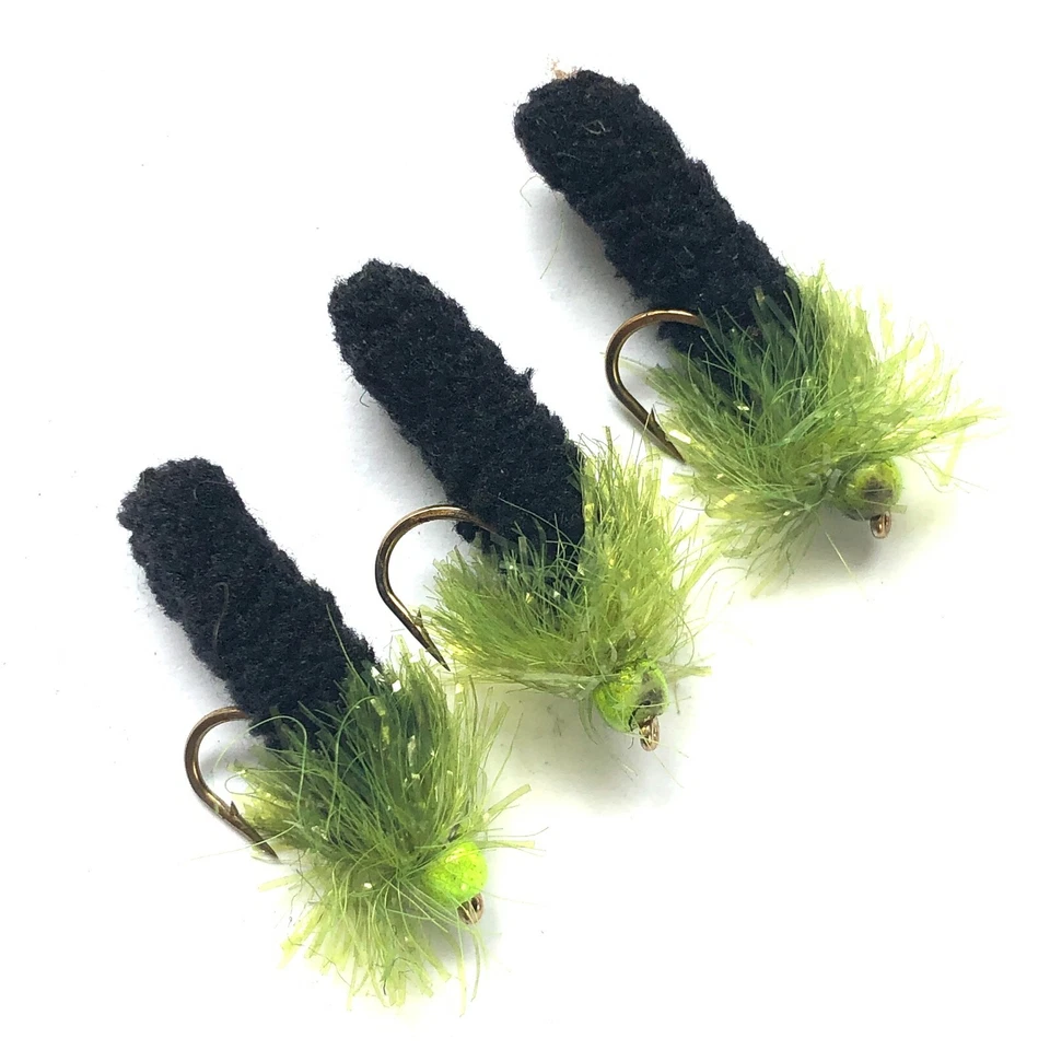 FLIES AND LURES 4,6 8 WetForut Angelfliegen BLACK BUZZ WOTSITS MOPS BARBED/BARBLESS 1012 Haken