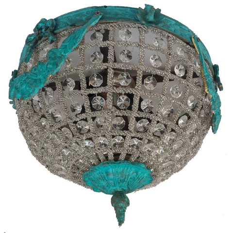 Hand Beaded Antique Replica Crystal Verde European Flush Mount Chandelier Cover