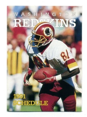 Vtg 1991 Washington Redskins Pocket Schedule By Mobil w/ Ed Simmons - Image 1 of 3