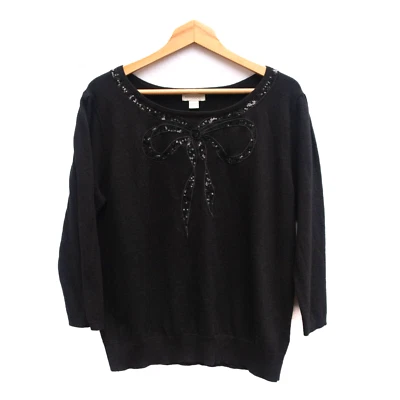 Suéter Monzón Lentejuelas Cinta Mujer 14 Negro Manga Abullonada Elegante Capricho Foto 1 de 4