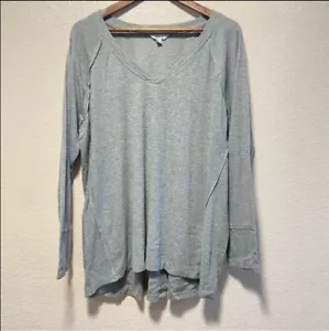 Wildfox Haley Sweater Women's XXL waffle knit gray v-neck - Picture 1 of 5