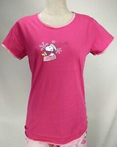 Peanuts Charlie Brown Womens Snoopy Woodstock Lounge Sleepshirt Shirt Large Pink