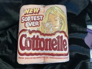 RARE CORAL COLOR Vintage 1977 Cottonelle Soft Toilet Paper 4 Rolls Package - Picture 1 of 2