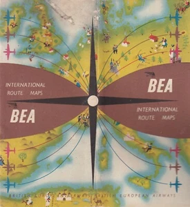 BEA British European Airlines - International Route Maps 1952 - Rotte Aeree - Picture 1 of 5