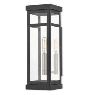 Aplique de pared Livex Lighting 20703-04 negro 1 luz 15" T con pantallas de panel de vidrio Foto 1 de 4