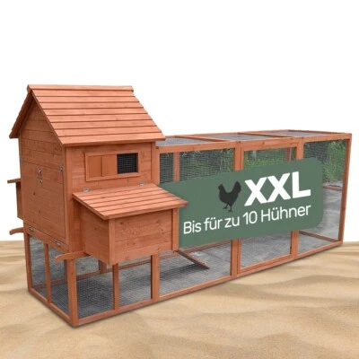 Hühnerhaus XXL Freilaufgehege Holz Gefügelstall Hühnervoliere Kaninchenstall 🐓 - Bild 1 von 4