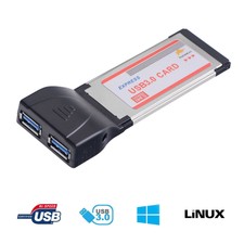 34mm USB 3.0 ExpressCard Adapter PCMCIA Express Card 2 Ports For PC Laptop Win10