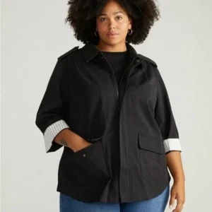 Universal Standard Upstate Stretch Cotton Twill Manor Jacket black coat new 2X - Picture 1 of 6