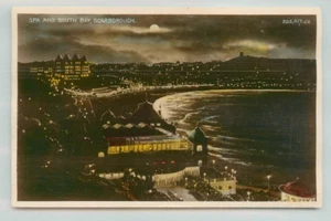 Postkarte Spa und South Bay, Scarborough bei Nacht 1932 - Bild 1 von 2