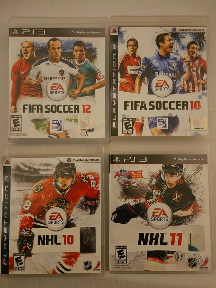 Sony PlayStation 3 EA Sports Games Lote de 4 FIFA Soccer 10 y 12, NHL 10 y 11 CIB Foto 1 de 3
