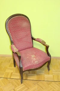 Silla reposabrazos sillón Biedermeier nogal Louis Philippe * 6039 - Imagen 1 de 11