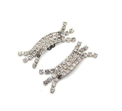 Pinzas para zapatos vintage de diamantes de imitación Art Deco plateadas transparentes modernistas años 40 años 50 años 60 Foto 1 de 4