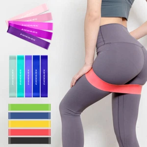 Exercise Yoga 5pc Elastic Fitness Resistance Bands Loop Gym Workout Training - Picture 1 of 37