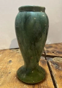 Antique Green Brush McCoy Bud Vase - 6" Tall-2 3/4" Wide-1 3/4" Opening - 745 - Picture 1 of 6