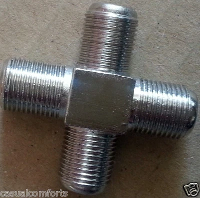 1F TO 3F CONNECTOR,4 WAY RF TV FREEVIEW SATELLITE COAXIAL CABLE SPLITTER/ADAPTER - Image 1 of 3