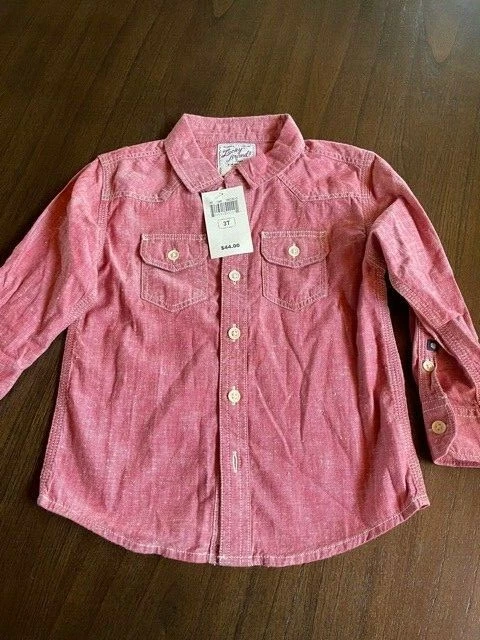 * Новый с Ярлыками * Lucky Brand на пуговицах длинным рукавом ребенка ясельного возраста мальчика рубашка 3T $44 - Изображение 1 из 4