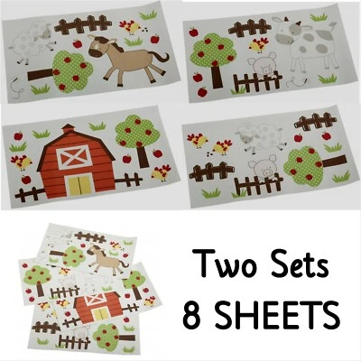 CALCOMANÍAS DE PARED Kidsline acres de animales ~ 2 juegos ~ granja granero patio vaca caballo cerdo oveja Foto 1 de 4