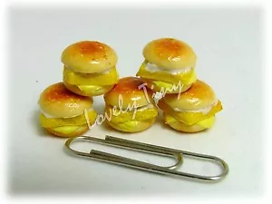 Hamburguesa de pescado en miniatura artesanal para casa de muñecas 5 piezas, gastos de envío gratuito - Imagen 1 de 7