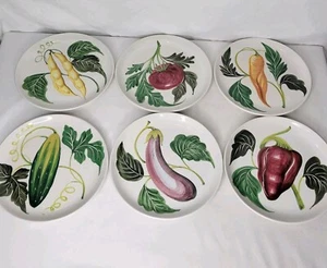 Juego de 6 platos de ensalada Mancioli italianos de colección verduras pintadas a mano jardín Italia - Imagen 1 de 13