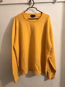 Vintage 80er-90er Land’s End gelber Pullover 100% Lammwolle Sweater Gr. XL - Bild 1 von 12