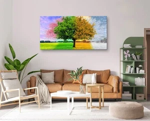 ๐จ 4 Seasons Tree Canvas Wall Art โ Vibrant & Serene | 48โ x 28โ - Picture 1 of 4