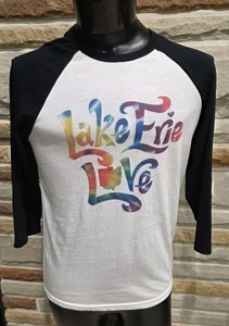 Camiseta Lake Erie Love Para Mujer Manga 3/4 Cuello Redondo L Mangas Negras, Camisa Blanca - Imagen 1 de 8