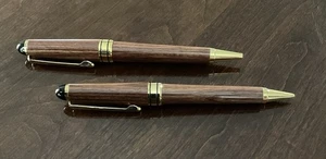 Hand Crafted Wood Pen & Pencil Set. Gold Accents - Picture 1 of 3