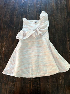 Janie and Jack Boucle Rüschenkleid in Perlenrosa gestreift Größe 5 - Bild 1 von 3