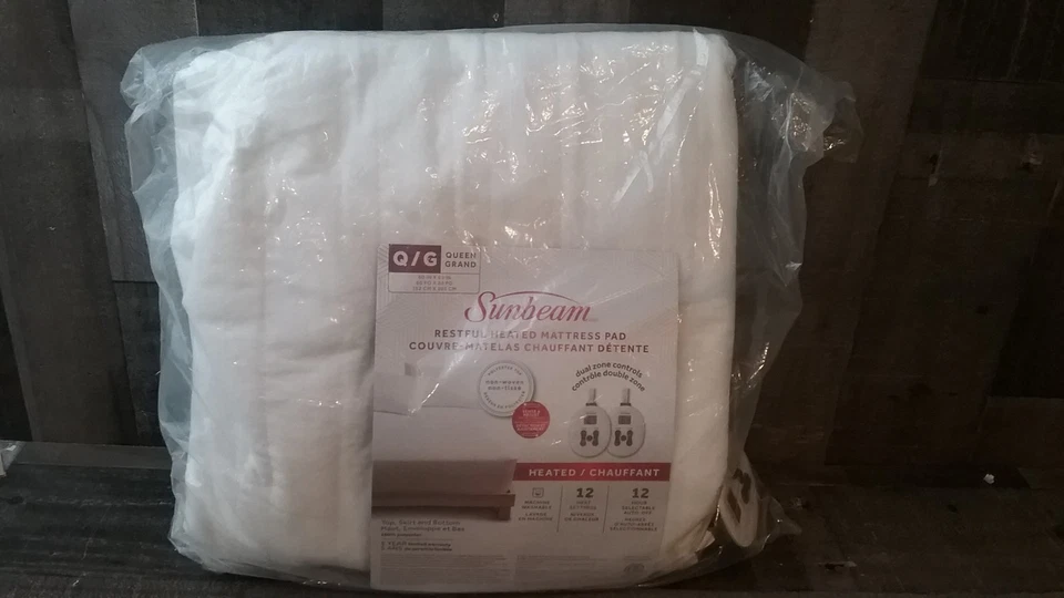 Juego de 12 almohadillas térmicas acolchadas acolchadas Sunbeam eléctricas Queen 80" x 60" Foto 1 de 4