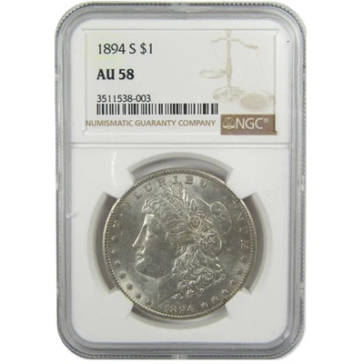 Moneda de $1 dólar Morgan S 1894 AU 58 NGC plata SKU:I9475 Foto 1 de 4