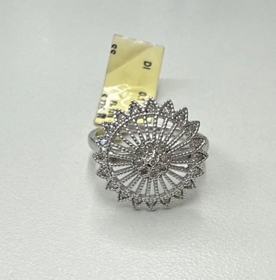 Anillo redondo de plata EFFY BH tamaño 8,0 diamantes 0,17 quilates con rodio blanco nuevo con etiqueta Foto 1 de 4