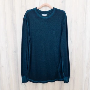 Volcom Mens Thermal Long Sleeve Size XL Blue Black Skater Surf Streetwear Casual - Picture 1 of 9