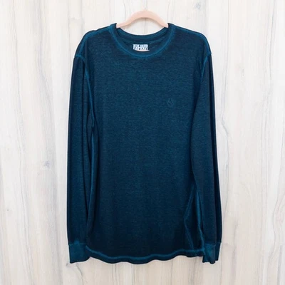 Volcom Mens Thermal Long Sleeve Size XL Blue Black Skater Surf Streetwear Casual - Image 1 of 4