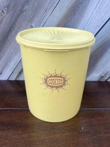 Tupperware Keksdose Gelbgold Behälter Dose mit Deckel Vintage 807-2 - Bild 1 von 6
