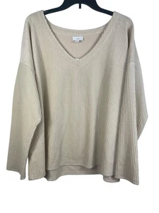 Pullover J. Jill Para Mujer 2X Beige Acanalado Cuello en V Manga Larga Suave Elastizado Nuevo con Etiquetas - Imagen 1 de 13