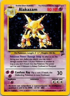 Pokémon Alakazam TCG Card 1/130 Base Set 2 Holo LP - Image 1 of 2