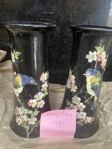 Bretby Pottery Hand painted Bird Vases X2 - Picture 1 of 5