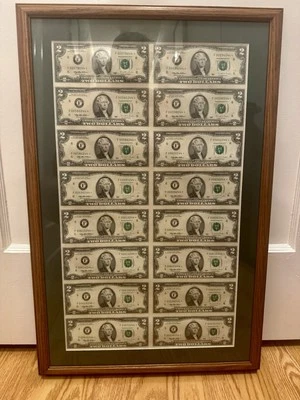 1995 $2 STAR Rare Numbered 16 Uncut Sheet - Image 1 of 4