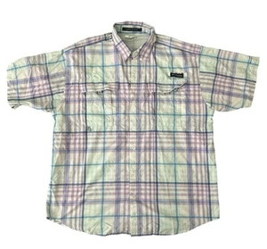 Columbia PFG Super Bahama Fishing Plaid Vented Dry Outdoor Shirt Mens Medium - Picture 1 of 4