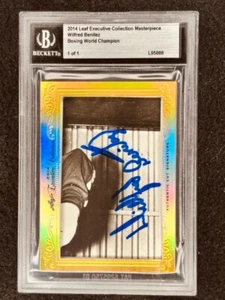 Boxer Wilfred Benitez 2014 Leaf Masterpiece Cut Signature autograph card 1/1 JSA - Picture 1 of 2