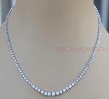 5.52ct Diamond Tennis Necklace Graduated Riviera 14k White Gold USA Made